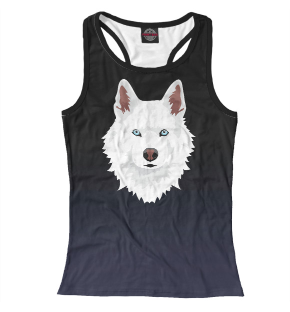 Женская майка-борцовка с изображением White Siberian Husky цвета Белый