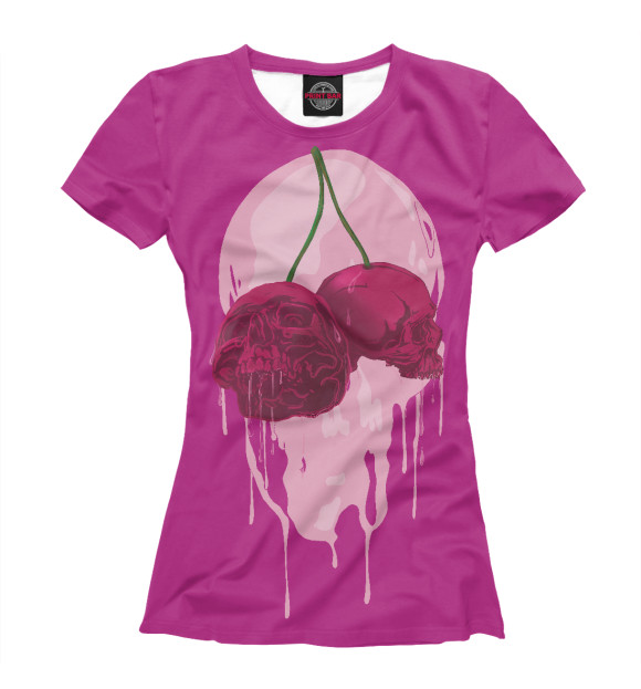 Футболка для девочек с изображением Skull Cherry цвета Белый