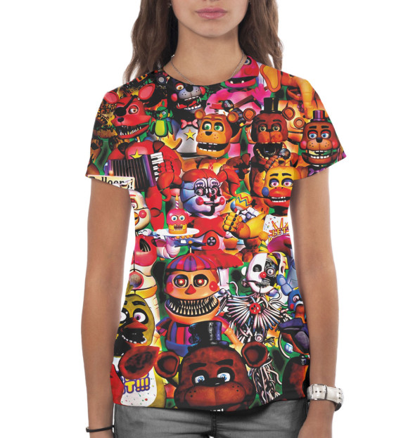 Женская футболка с изображением fnaf цвета Белый