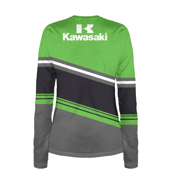 Женский лонгслив с изображением Kawasaki цвета Белый