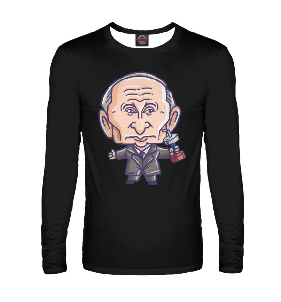 Мужской лонгслив с изображением Putin Sport цвета Белый