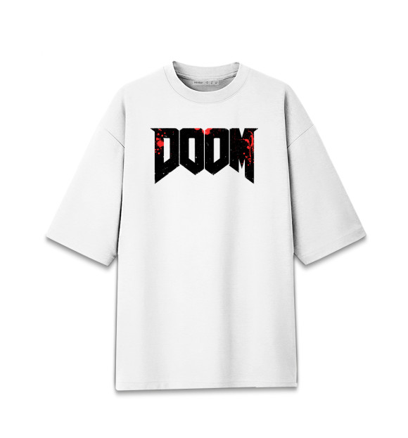 Женская футболка оверсайз с изображением Doom цвета Белый