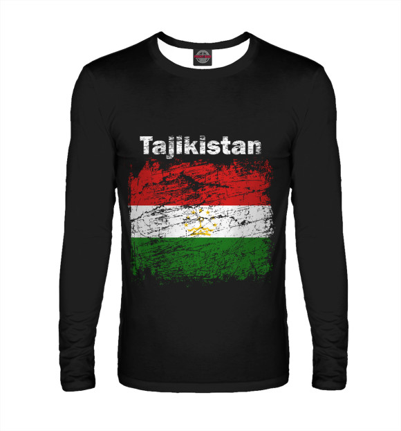 Мужской лонгслив с изображением Tajikistan цвета Белый