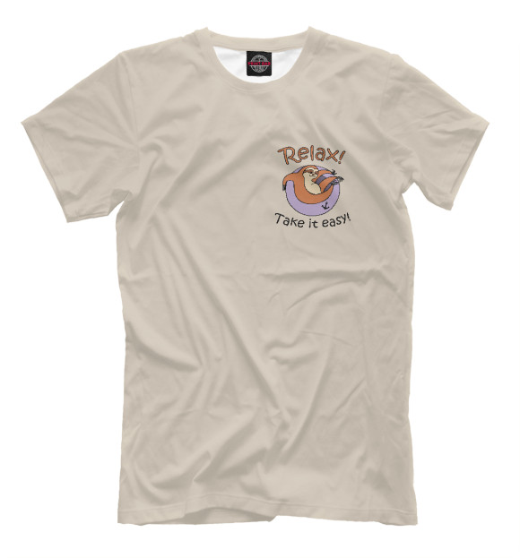 Мужская футболка с изображением Смешной ленивец цвета Белый