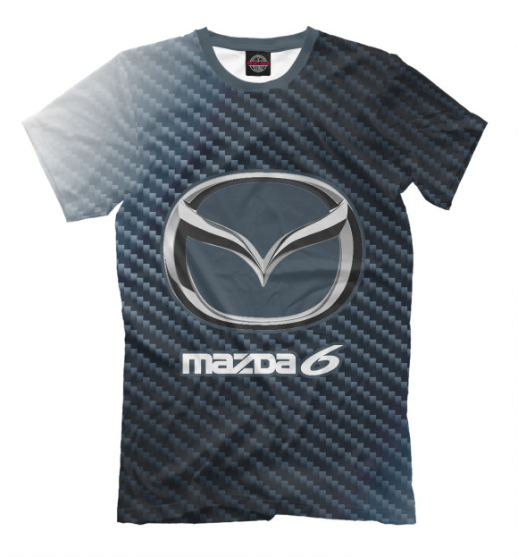 Мужская футболка с изображением Mazda 6 - Карбон цвета Белый