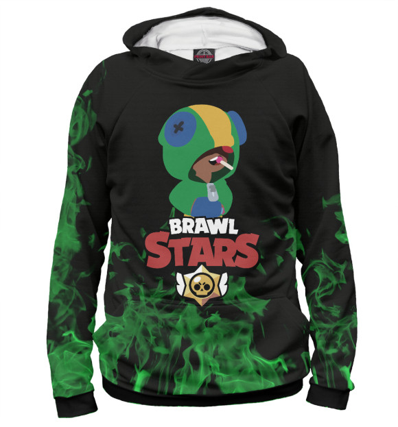 Мужское худи с изображением Brawl Stars:Leon цвета Белый