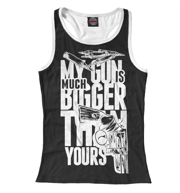 Женская майка-борцовка с изображением Мой Пистолет Больше 3 цвета Белый