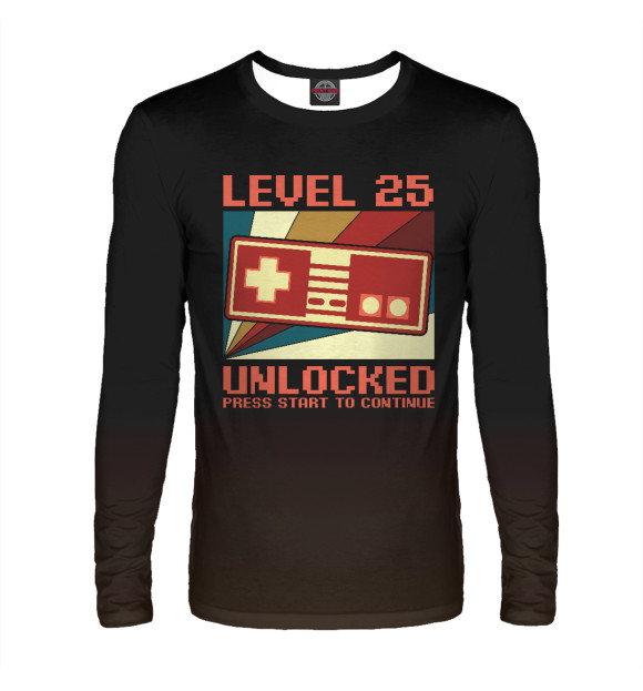 Мужской лонгслив с изображением LEVEL 25 UNLOCKED цвета Белый