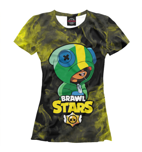 Футболка для девочек с изображением Brawl Stars LEON цвета Белый