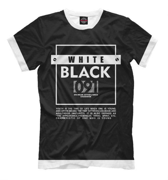 Мужская футболка с изображением Black and white 091 цвета Белый