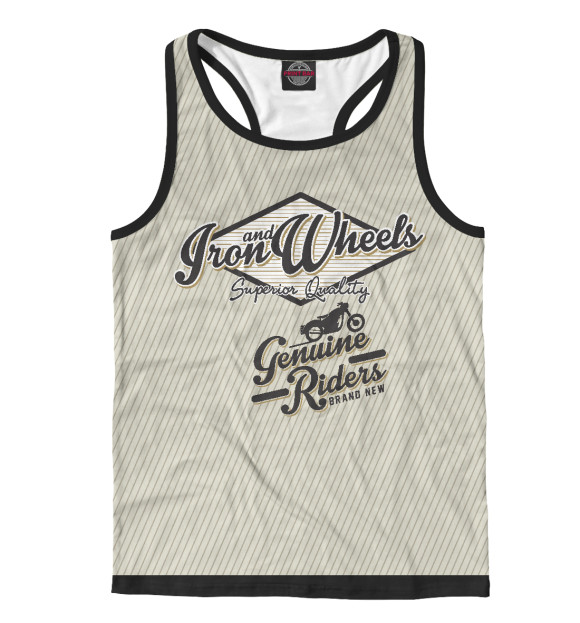 Мужская майка-борцовка с изображением Rider art moto iron цвета Белый