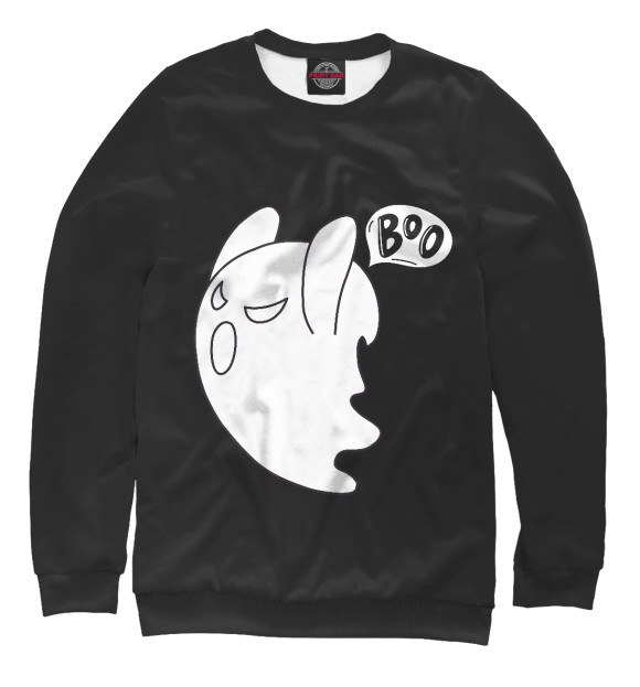 Мужской свитшот с изображением Boo Ghost \ Привидение Бу цвета Белый