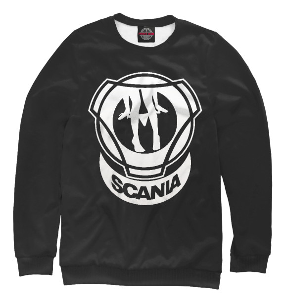 Мужской свитшот с изображением SCANIA king of the road цвета Белый