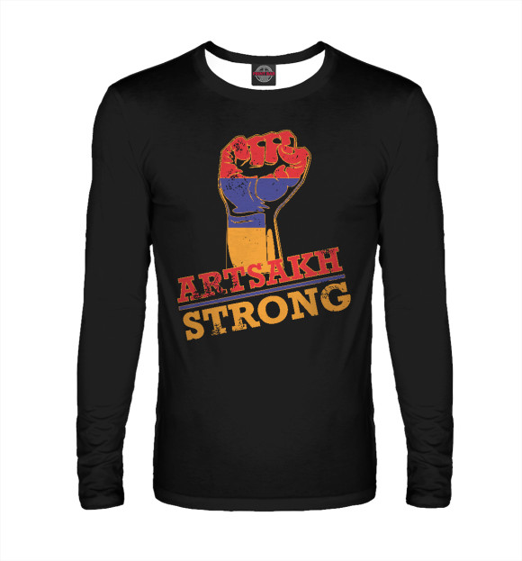 Мужской лонгслив с изображением Artsakh Strong цвета Белый