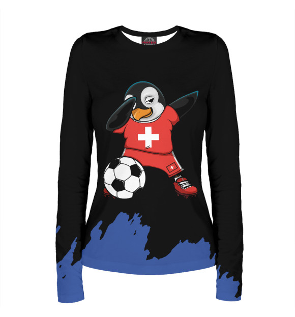 Женский лонгслив с изображением Dabbing Penguin Switzerland цвета Белый