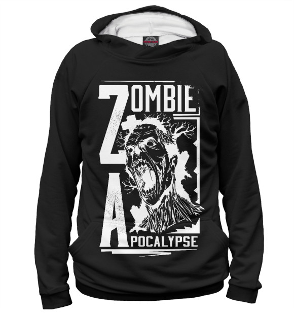Женское худи с изображением Зомби-апокалипсис цвета Белый