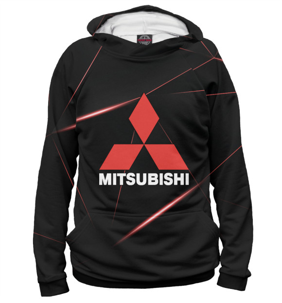 Женское худи с изображением Mitsubishi фон геометрия цвета Белый