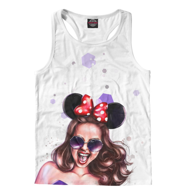 Мужская майка-борцовка с изображением Девочка на драйве цвета Белый