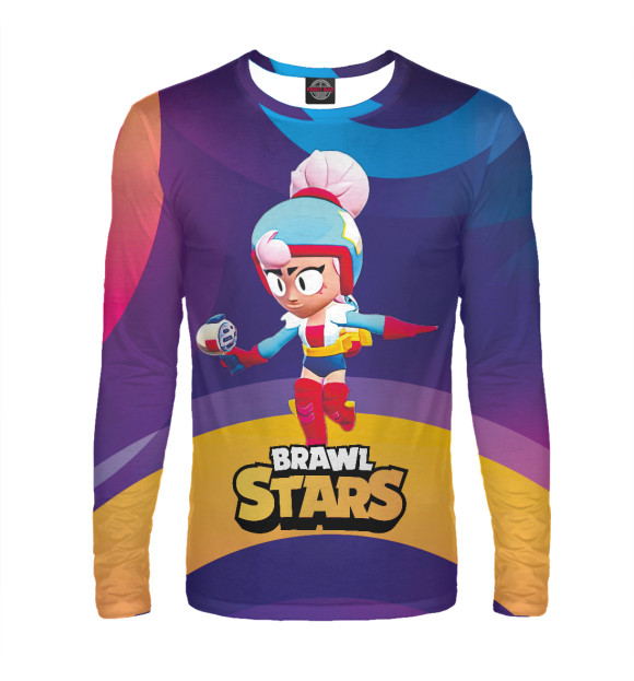 Мужской лонгслив с притом Джанет Janet BrawlStars цвета Белый Мужской лонгслив с изображением Джанет Janet BrawlStars цвета Белый