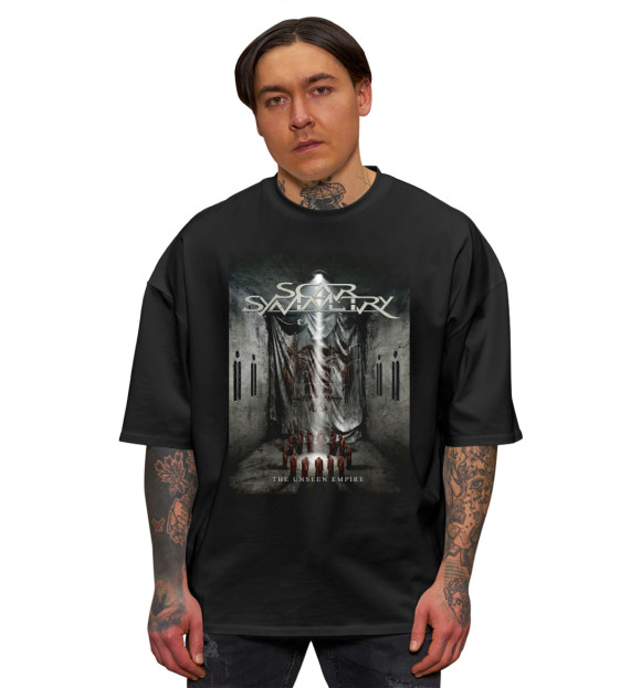 Мужская футболка оверсайз с изображением Scar symmetry цвета Черный