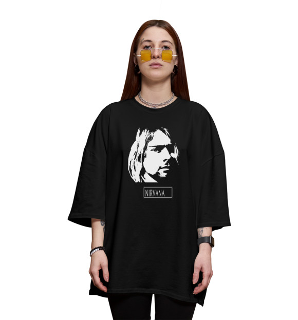 Женская футболка оверсайз с изображением Nirvana цвета Черный