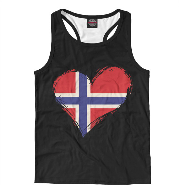Мужская майка-борцовка с изображением Сердце Норвегии (флаг) цвета Белый