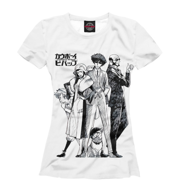 Женская футболка с изображением Ковбой Бибоп цвета Белый