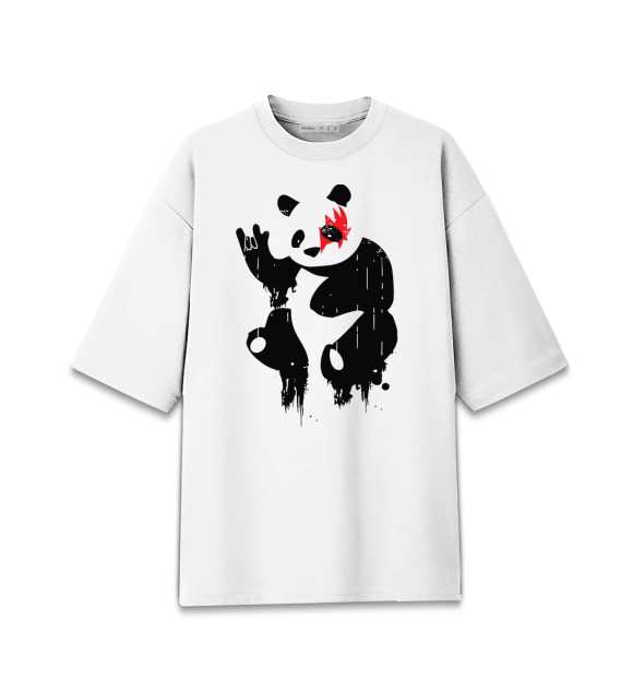 Мужская футболка оверсайз с изображением Панда цвета Белый