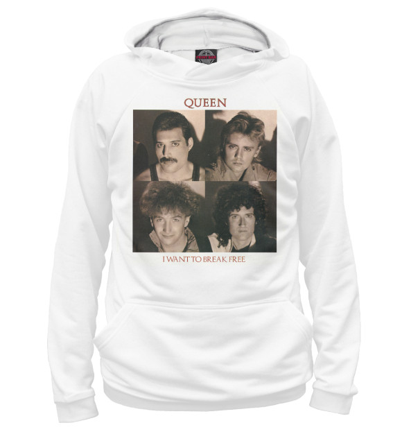 Мужское худи с изображением Queen цвета Белый