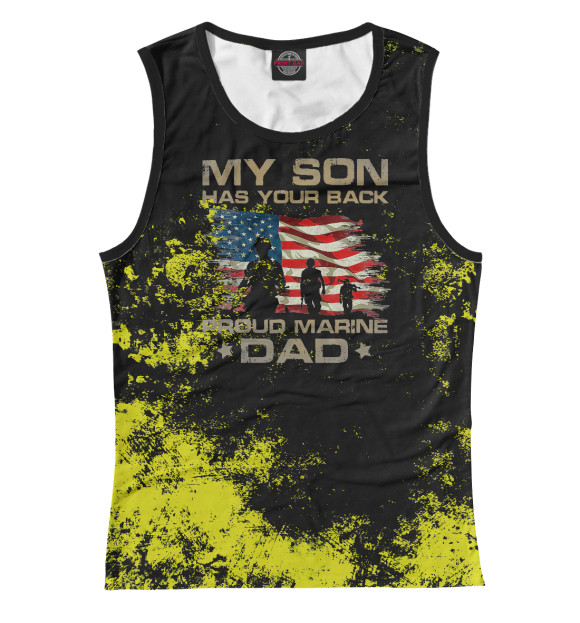 Майка для девочки с изображением My Son Has Your Back Marin цвета Белый