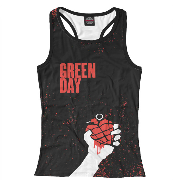 Женская майка-борцовка с изображением Green Day цвета Белый