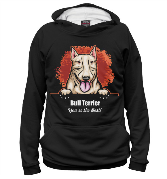 Мужское худи с изображением Бультерьер (Bull Terrier) цвета Белый