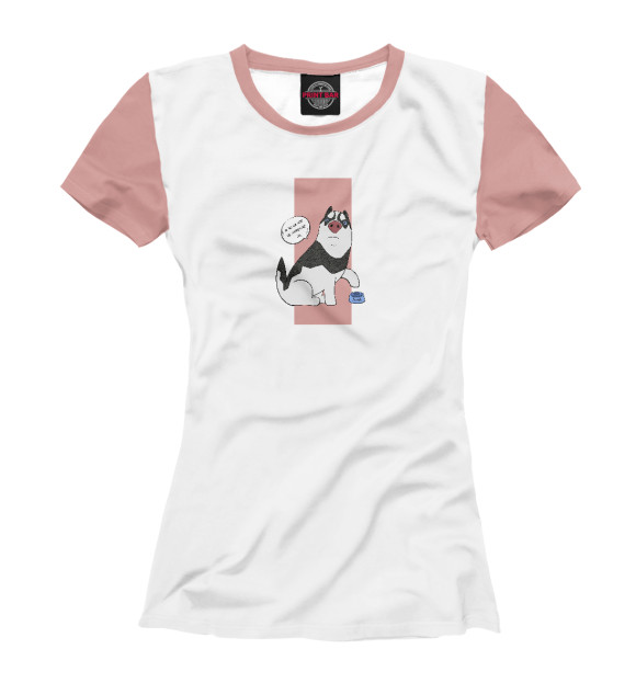 Женская футболка с изображением Покормите хаски цвета Белый