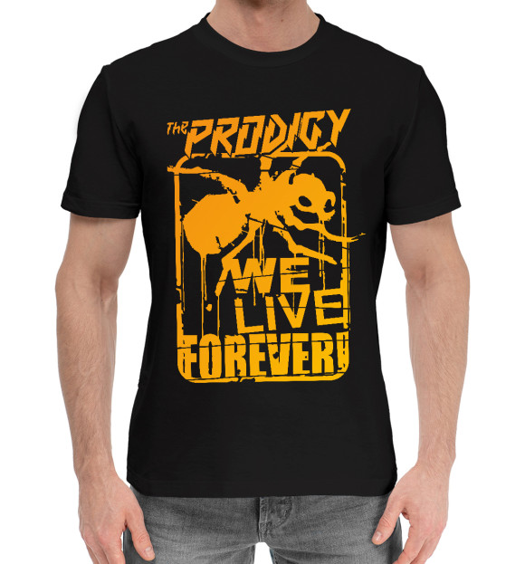 Мужская хлопковая футболка с изображением We Live Forever! цвета Черный