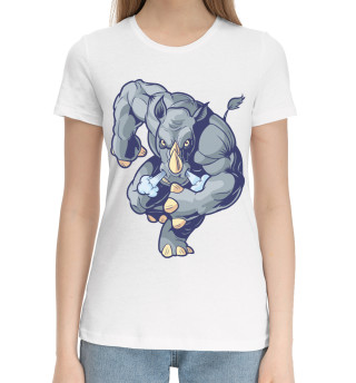 Женская хлопковая футболка Носорог