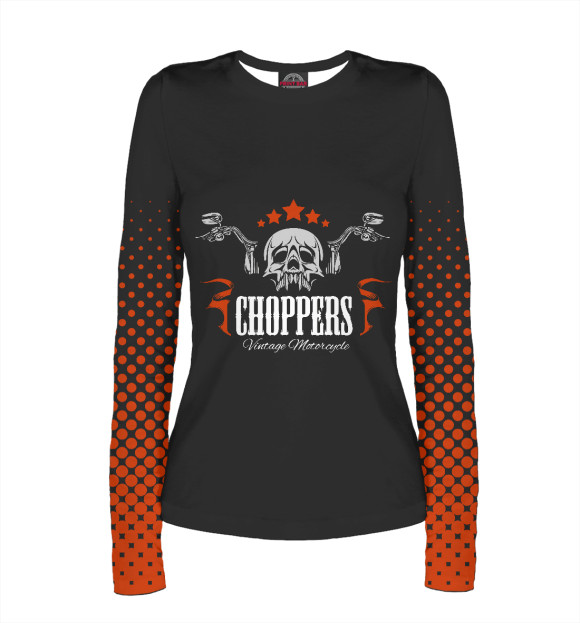 Женский лонгслив с изображением Чоппер цвета Белый