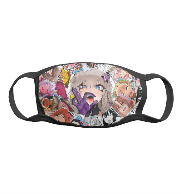 Маска тканевая с притом Ahegao завихрение цвета Белый Маска тканевая с изображением Ahegao завихрение цвета Белый