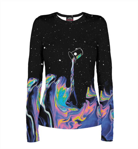 Женский лонгслив с изображением Космический цвет цвета Белый