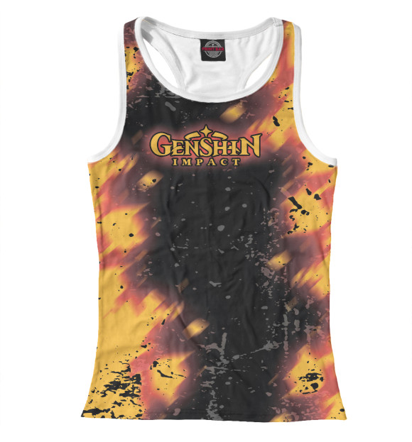 Женская майка-борцовка с притом Genshin Impact цвета Белый Женская майка-борцовка с изображением Genshin Impact цвета Белый