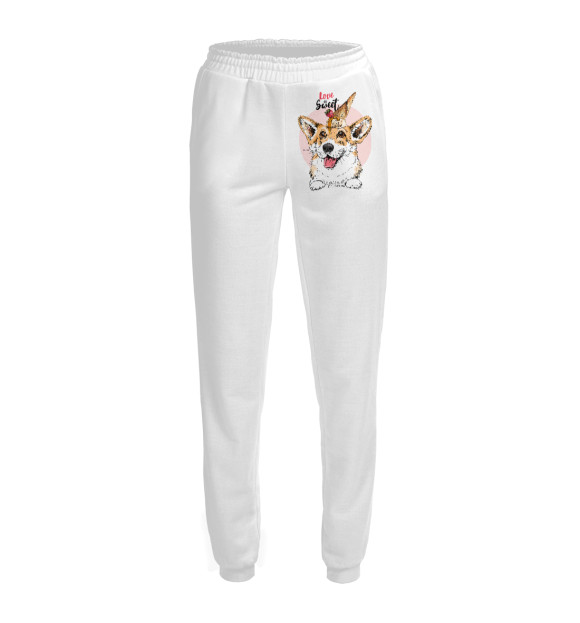 Женские спортивные штаны с изображением Собака Корги цвета Белый