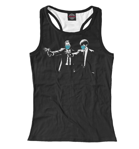 Женская майка-борцовка с изображением Pulp Fiction vs. COVID-19 цвета Белый