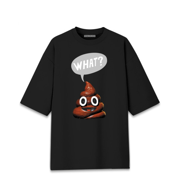 Мужская футболка оверсайз с изображением WHAT ? цвета Черный