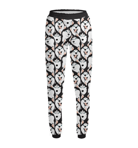 Женские спортивные штаны с изображением Сибирский Хаски (Husky) цвета Белый