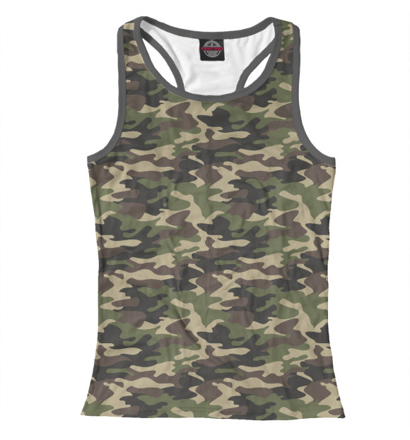 Женская майка-борцовка с изображением Камуфляж Лесной цвета Белый