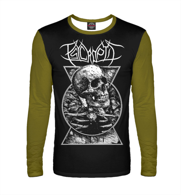 Мужской лонгслив с изображением Psycroptic (череп) цвета Белый