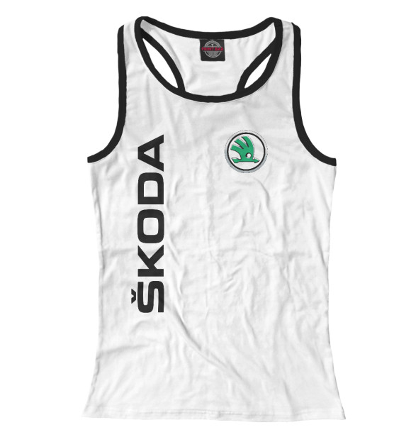 Женская майка-борцовка с изображением Skoda цвета Белый