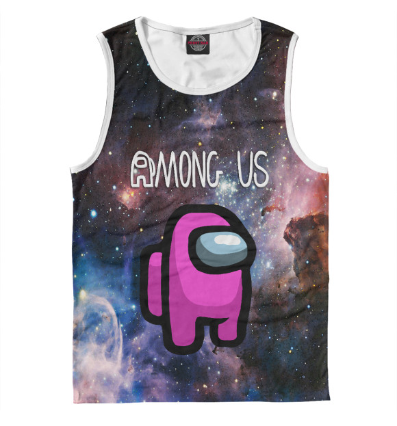 Мужская майка с притом Among Us Cosmos цвета Белый Мужская майка с изображением Among Us Cosmos цвета Белый