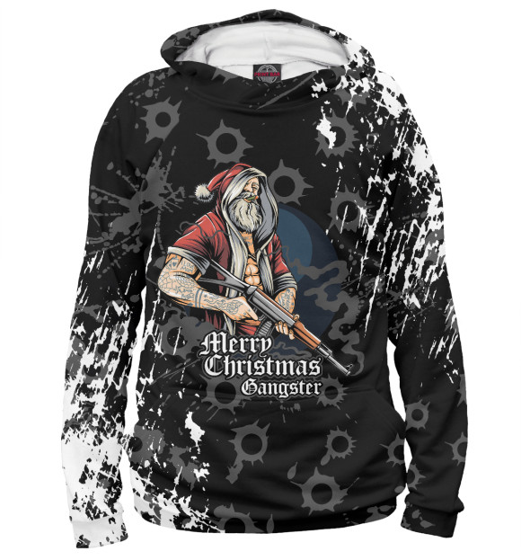 Женское худи с изображением Merry Christmas Gangster цвета Белый