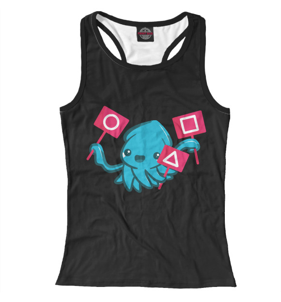 Женская майка-борцовка с изображением Кальмар цвета Белый