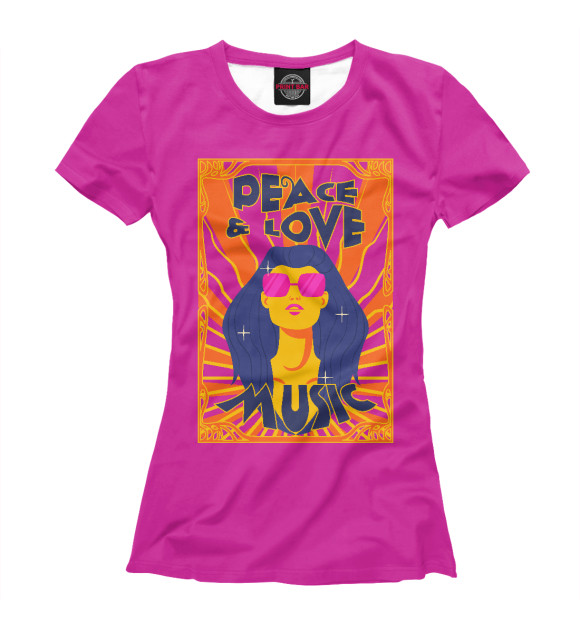 Футболка для девочек с изображением Peace adn love цвета Белый